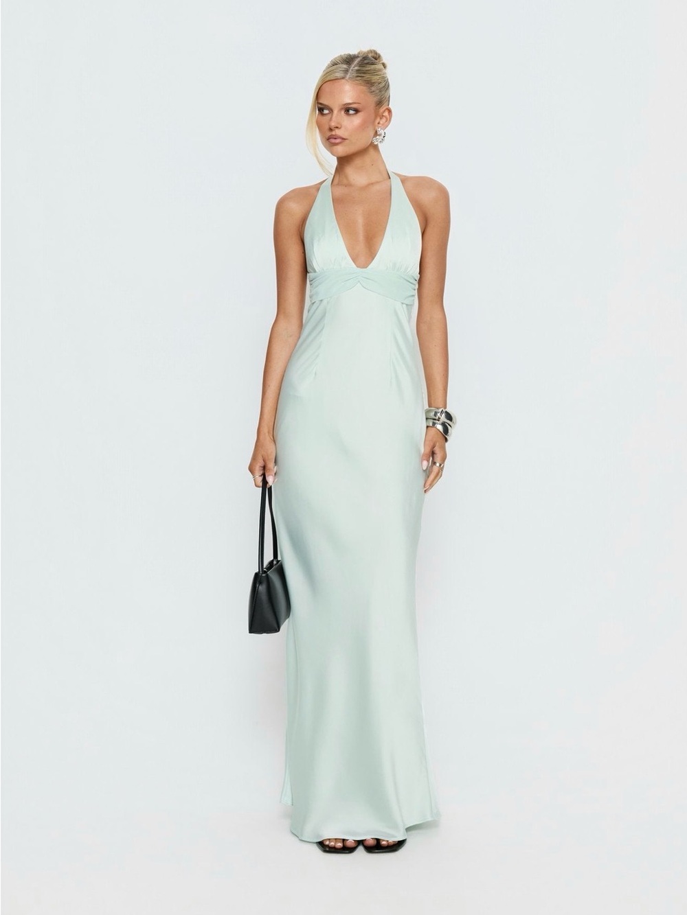 Princess Polly Odyssa Halter Maxi Dress Mint Green